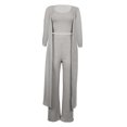 thumbnail image 5 of Gibobby Conjuntos de sudadera con bloques Conjunto de pantalones de pierna ancha de 3 piezas para mujer, cárdigan de chaqueta de manga larga informal con conj(Gris,M), 5 of 5