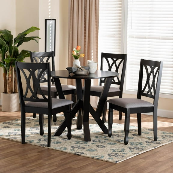 Baxton Studio Irene Modern Dining Set, 5-Piece Set, Dark Brown
