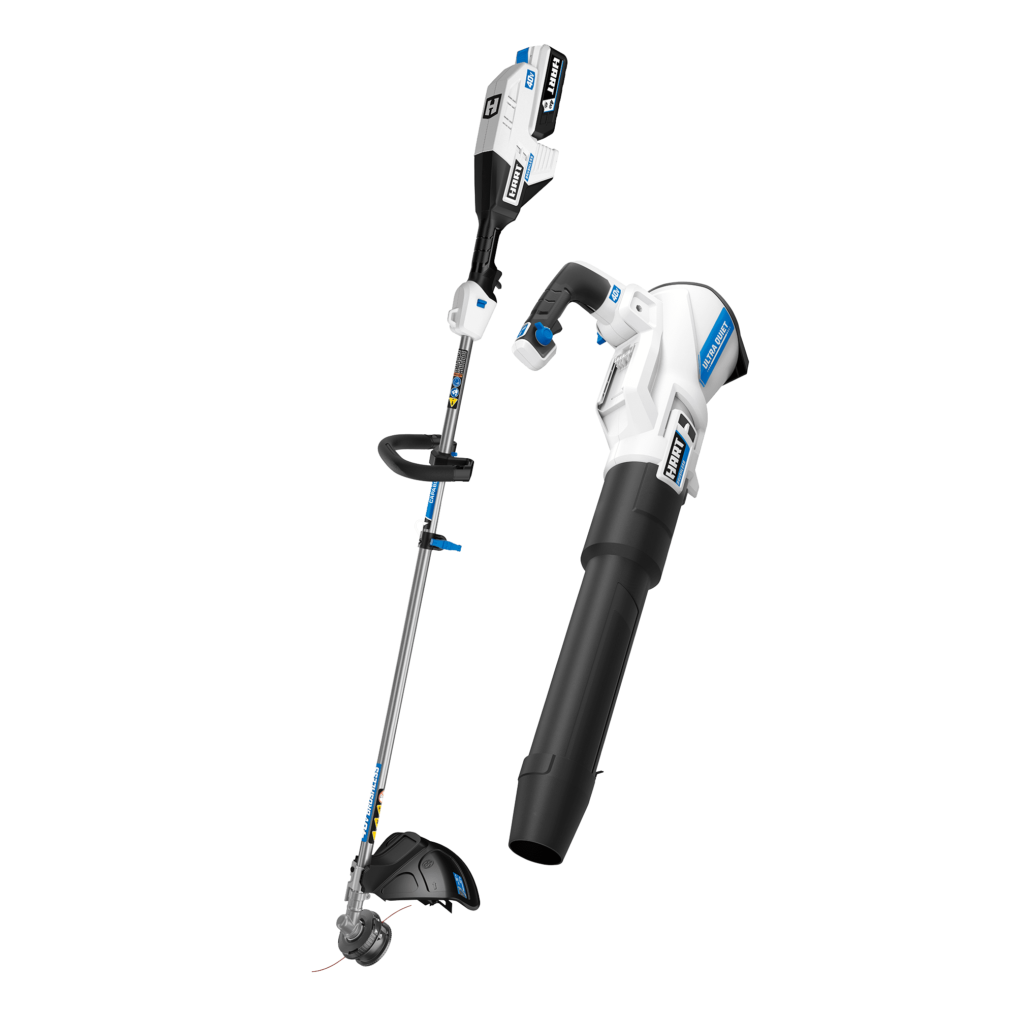 HART 40-Volt Cordless Brushless 15-inch String Trimmer & 600 CFM Blower Kit, (1) 4.0Ah Lithium-Ion Battery and Charger