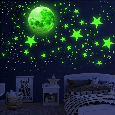 

Eummy Glowing in the Dark Stars and Moon Wall Decals Adhesive Glowing Stars Wall Stickers Luminous Dots Ceiling Stickers Bright Stars Mural Decor for Kids Bedding Room Nursery