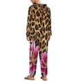 thumbnail image 6 of Leopard Print Pink Lilies Bloom Wild Unisex Adult Onesie Pajamas with Pockets for Women Men Hooded Loungewear, 6 of 8