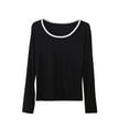 thumbnail image 2 of Ahuyic Womens Long Sleeved Blouse Crew Neck Fall/Winter Warm Tops For Women, Fashion Womens Casual Print Round Neck 3/4 Sleeve T-shirt Top Blouse,XL, 2 of 4