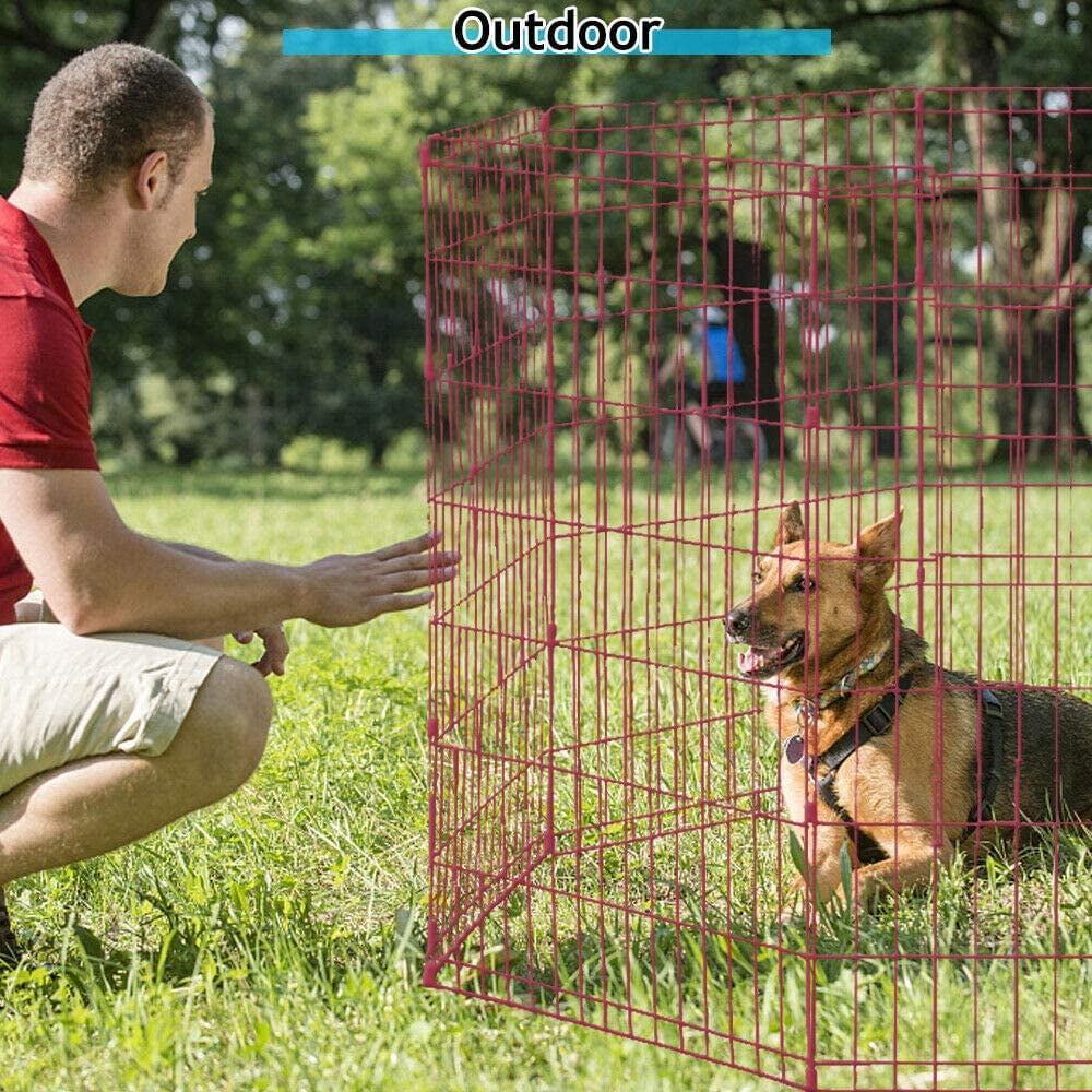Dkelincs 36" Dog Fence for the House and Outdoor Puppy Playpen for Small Dogs, Portable Foldable Dog Playpen Metal Wire Pet Exercise Pen Enclosure, Pink