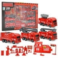 thumbnail image 2 of STROLA Inertia Fire Truck Set for B-oys 3-5, Pull Back Engineering Vehicle Toy 6-Pack with Excavator & Military Truck, Friction Powered Construction Car Gift, 2 of 6