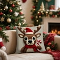 thumbnail image 3 of 1 Pcs Christmas Theme Reindeer Santa Claus And Snowman Pattern Pillowcase, Festival Atmosphere Decoration Living Room Sofa Cushion Cover, 3 of 4