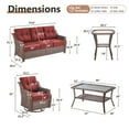 thumbnail image 3 of OPOHORO 5 Pieces Patio Furniture Set with 6" Thick Cushions, Outdoor Rattan Sofa with Coffee Table, Swivel Patio Chairs with Side Table, Weather Resistant Wicker Set for Patio Backyard Porch, Red, 3 of 9