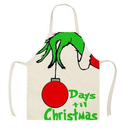 

Cartoon Christmas Linen Antifouling Apron Female Home Cleaning Apron Adult Children Sleeveless Painting Apron Home Decor