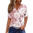 thumbnail image 2 of Blouse à Manches Courtes Imprimée Mode pour Femmes Col Rond Hauts Décontractés, 2 of 4