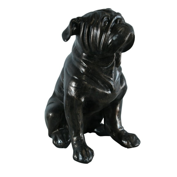 Nifao Aluminum Bulldog Statue with Sitting Pose and Wrinkled Detail – Home Decor Sculpture, 21"L x 11"W x 23"H