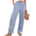 thumbnail image 4 of Pants for Women Blue Ladies Spring And Summer Loose Trendy Casual Embroidered Cotton And Linen Pants Pants M, 4 of 6