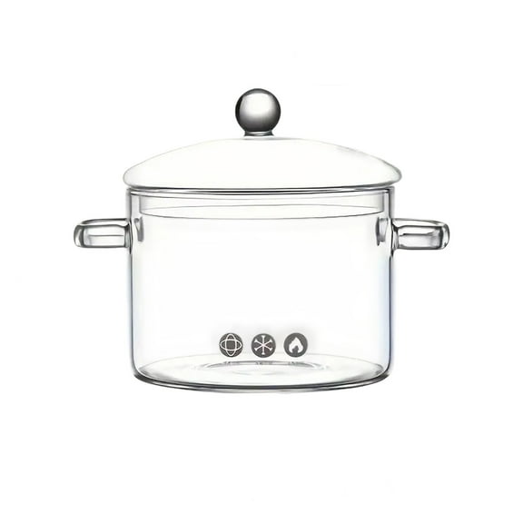 Clear Glass Stovetop Cooking Pot with Lid for Soup Stew Pasta Boiling Kitchen Cookware Heat and Easy Clean Design