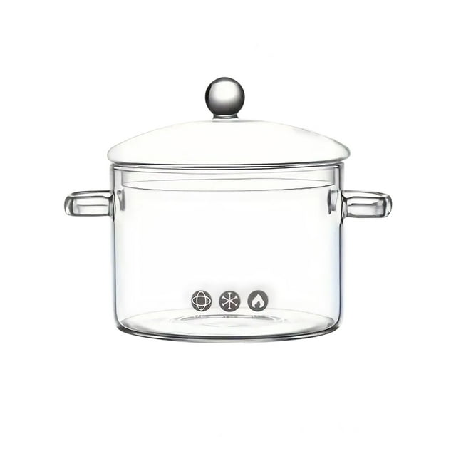 uhnmki Clear Glass Cooking Pot with Lid Stovetop Heat for Soup Stew Pasta Boiling Kitchen Cookware