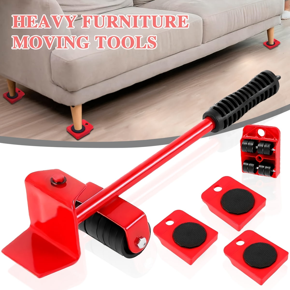 General 5pcs Heavy-Duty Furniture Mover with Pulley System & Wheel Base, Multi-Functional Moving Tool for Bed Sofa Appliances Bookshelf, Space-Saving for Home Use, Plastic Frame, Heavy Object Shifter