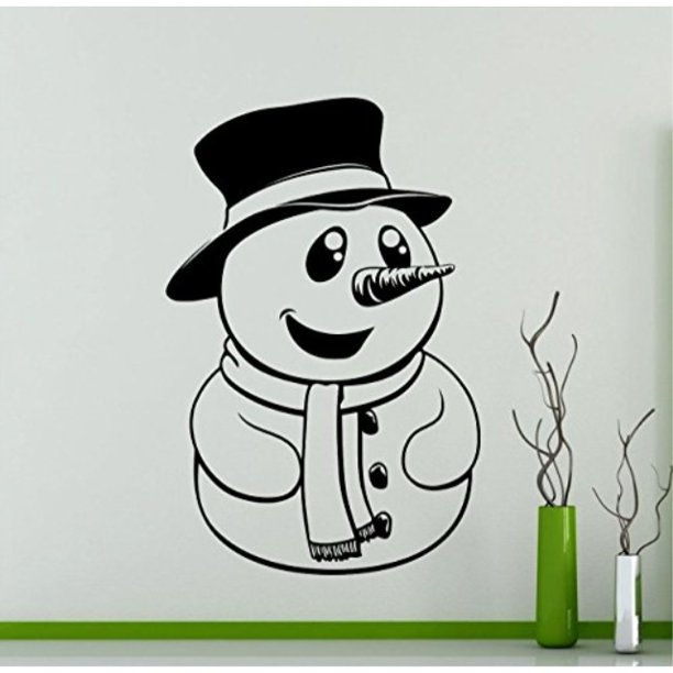 Snowman Wall Decal Winter Christmas Gift New Year Vinyl Sticker Home