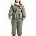 thumbnail image 4 of SELONE Boys Girls Snowsuit Set 2 Piece Kids Soild Hoodies Winter Puffer Jacket Windproof Waterproof Warm Jumpsuits 6-12 Month, 4 of 6
