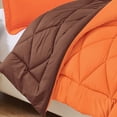 thumbnail image 3 of Lightweight Reversible 3-Piece Comforter Set All Seasons, Down Alternative Comforter with 2 Pillow Shams Full/Queen,Orange/Brown, 3 of 5