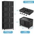 thumbnail image 3 of BROVIEW 400Qt Storage Bins with Lids, 100 Gal Plastic Stackable Storage Bins with Doors, Wheels, Collapsible Closet Organizers and Storage, Foldable Box Cabinet for Home Office Garage, 5 Pack Black, 3 of 9