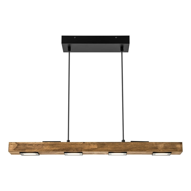 LanLan Rennnsan 6-Light Modern Farmhouse Wood Linear Chandelier