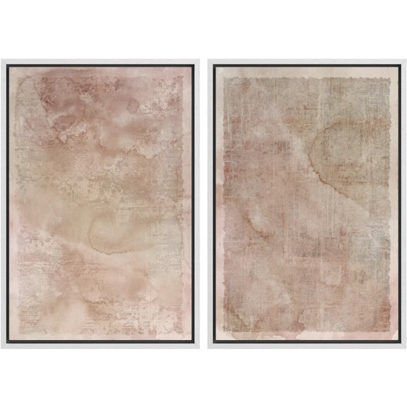 IDEA4WALL Framed Canvas Print Wall Art Set Tea Stains Geometric Paint Stroke Modern Art Abstract Wall Decoration Bohemian Minimal Artwork for Living Room, Bedroom, Office - 16"x24"x2 White