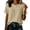 #0276-Khaki, variant on Casual Tops for Women Round Neck Chest Gathered Detail Short Sleeve Tops for Women Relaxed Fit Weekend Outing Soft Linen Tops for Women