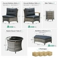thumbnail image 4 of MEISSALIVVE 8 Piece Outdoor Patio Furniture Set, Half-Moon Curved Rattan Conversation Set with Wood Armrests, 2 Ottoman, Round Table & Side Table(Gray), 4 of 8