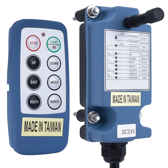 6 Channel Saga Mini Industrial Wireless Crane Radio Remote Control 12V 24V DC for Electric Chain Hoist Overhead Bridge Travelling Crane Truck Transmitter and Receiver