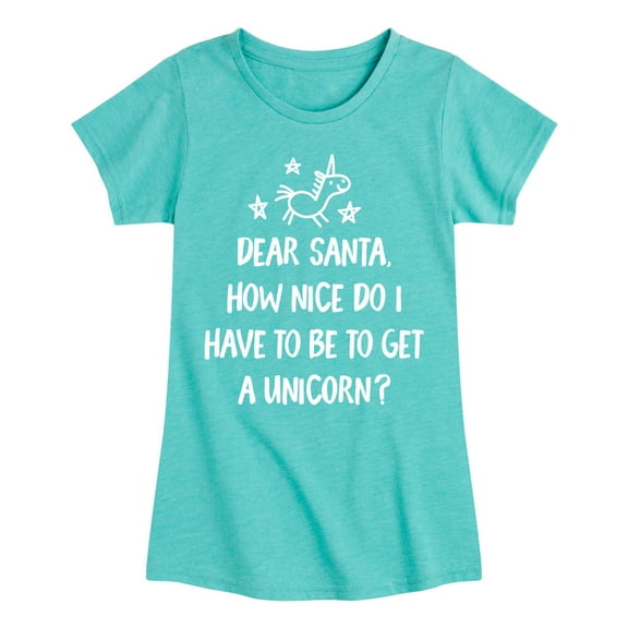 Instant Message - Dear Santa Unicorn - Toddler & Youth Girls Short Sleeve Graphic T-Shirt