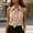 Khaki, variant on Women Tie Neck Halter Sleeveless Shirt Bow Tie Top Off Shoulder Casual Pullover