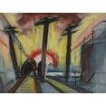thumbnail image 3 of Oscar Bluemner 24x19 Black Modern Framed Museum Art Print Titled - Railroad Tracks (Cityscape with Sun) (1927), 3 of 5