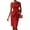 Red, variant on Women'S Vintage Bow-Knot Sleeve Ruched Bodycon Work Dress Pink S