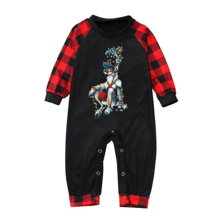 

Christmas Parent Child Baby Outfit Parent Child Warm Christmas Set Plaid Printed Home Wear Pajamas Baby Jumpsuit Romper Christmas Pajamas for Family