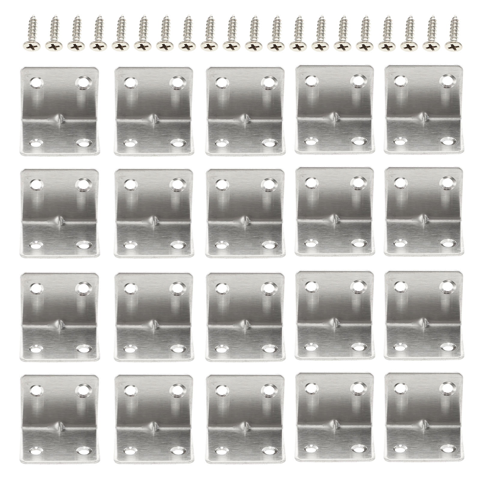 LABSERRON  40Pcs L Shape Corner Braces, Silver, 90 Degree Design, Heavy Duty for Furniture, No Cutting