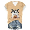 thumbnail image 5 of Jsaierl Womens Halloween Shirts Funny Pumpkin Ghost Graphic Tees Classic V Neck T-shirt Short Sleeve Dressy Casual Blouse Tops Halloween Gifts, 5 of 5