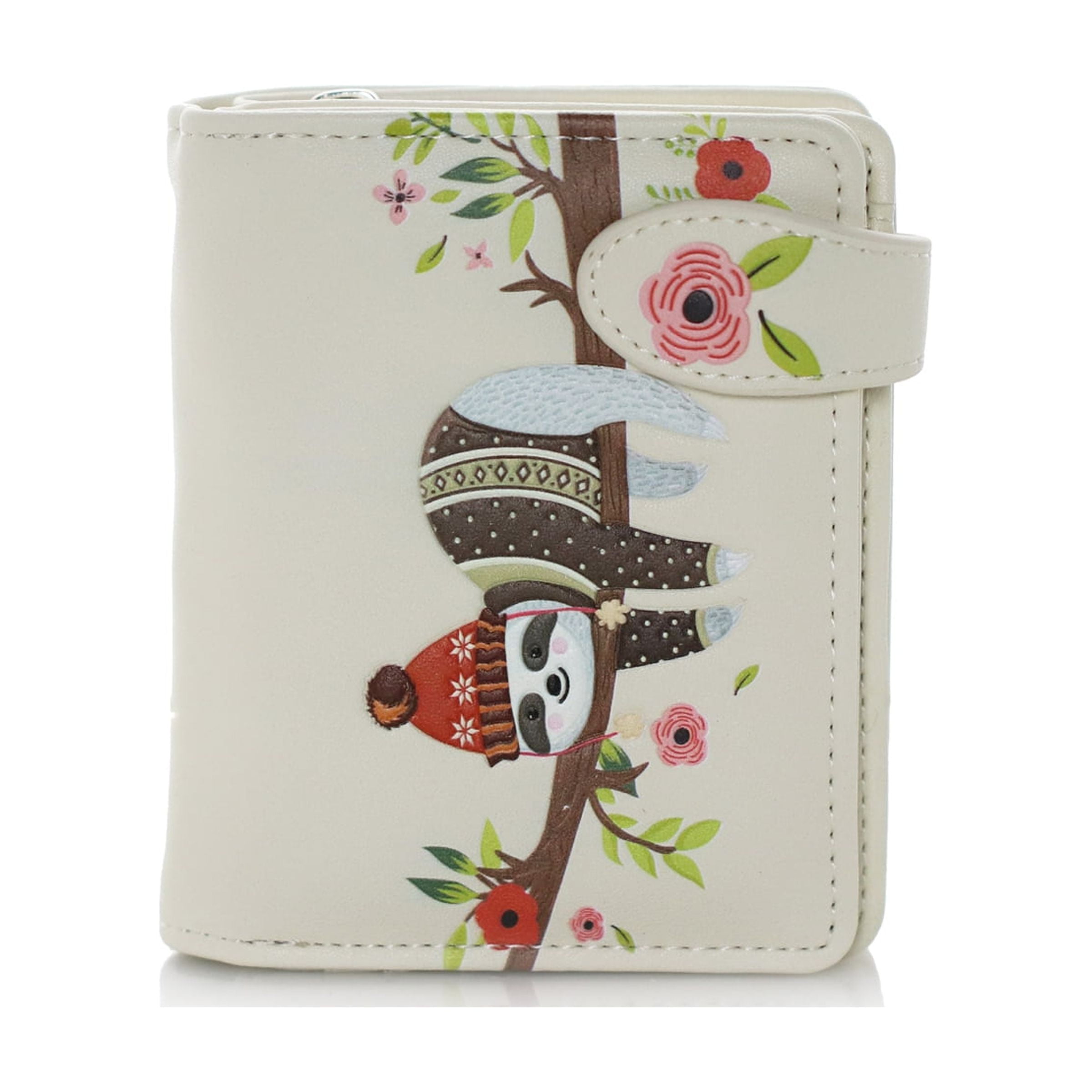 Shag Wear Mushroom Forest Small Wallet – Vegan Leather, Beige, Compact With Card Slots & Coin Pocket