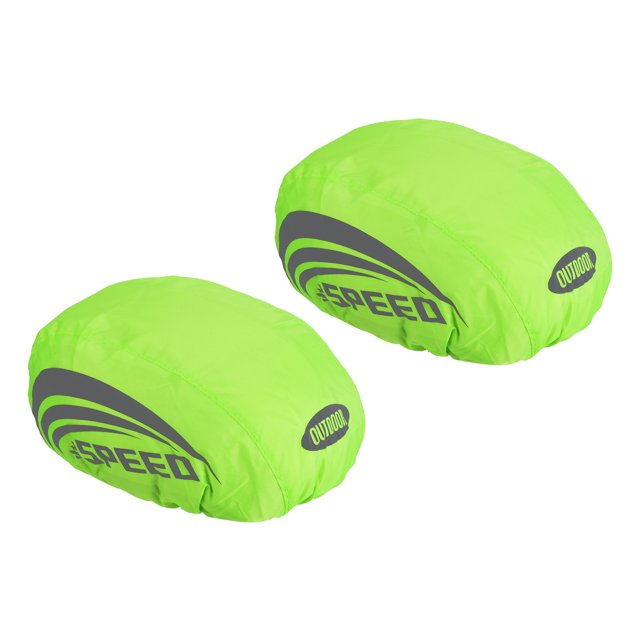 Unique Bargains Waterproof Helmet Cover Bike Helmet Rain Cover Ride Gear with Reflective Strip Green 2 Pack