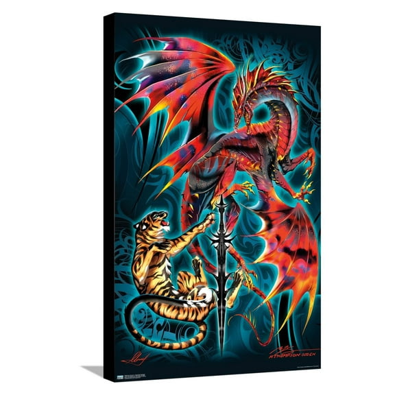 Ruth Thompson - Dragonblade Tigerblade Canvas Wall Poster, 14.725" x 22.375"