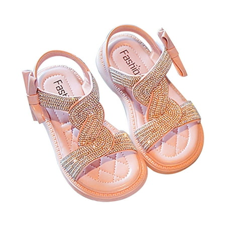 

TUWABEII Sandals for Toddler Girls Boys 2-12 Years Middle And Big Children Pearl Rhinestone Lady Roman Shoes Fashion Princess