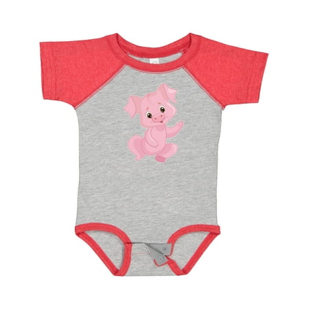 

Inktastic Cute Pink Pig Waving Gift Baby Boy or Baby Girl Bodysuit