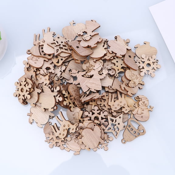 OUNONA Mini Holiday Wood Cutouts 100Pcs Craft Decor Unique Vintage Decor for Various Parties