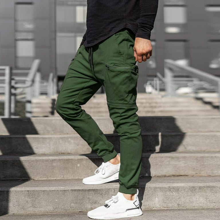Vedolay Trousers For Men Mens Joggers Pants Trousers Multi Pockets  Sweatpants,Green XL 