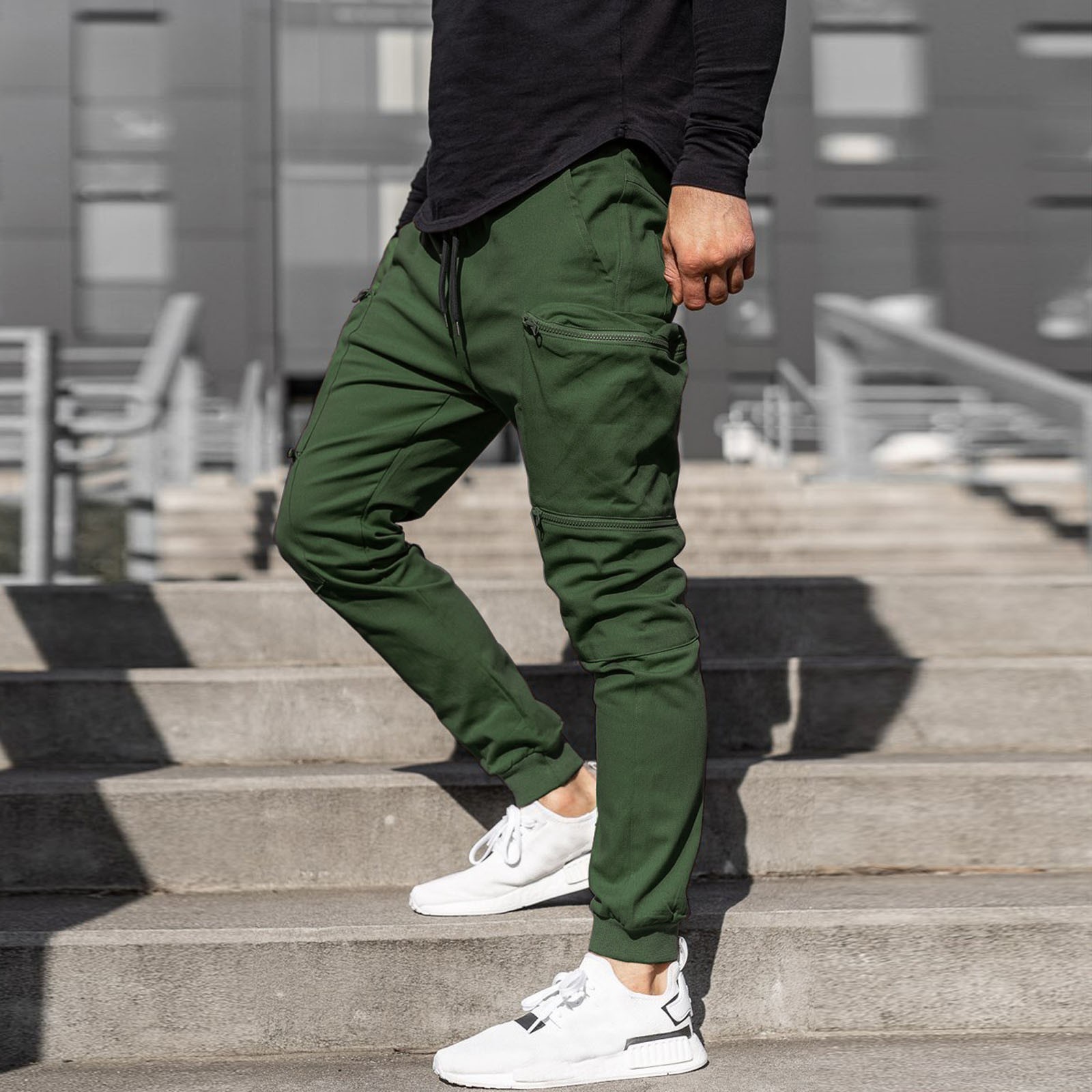 NEFOTIK Men's Sweatpants With Zipper Pockets - Athletic Joggers, Tapered Fit, For Gym, Hiking, Casual