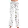 thumbnail image 5 of Easter Womens Silk Pajamas Drawstring Bunny Egg Print Loungewear Wide Leg Cute Casual Lounge Pants Elastic Waist Casual Fit Festival with Pockets Pants, #70 White XXL, 5 of 5