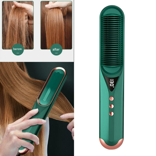 Cepillo para el cabello y plancha con tecnología anti escaldaduras  niveles Calentamiento y pantalla LED Plancha y rizador de Macarena peine  para