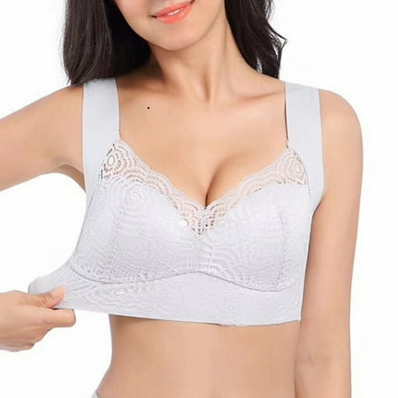 

Ultimate Lift Stretch Full-Figure Seamless Lace Cut-Out Bra for Women Gathered Bra Ultimate Lift Stretch Full-Figure Seamless Lace Cut-Out Gathered Underwear Breathable for Women L Silver Gray