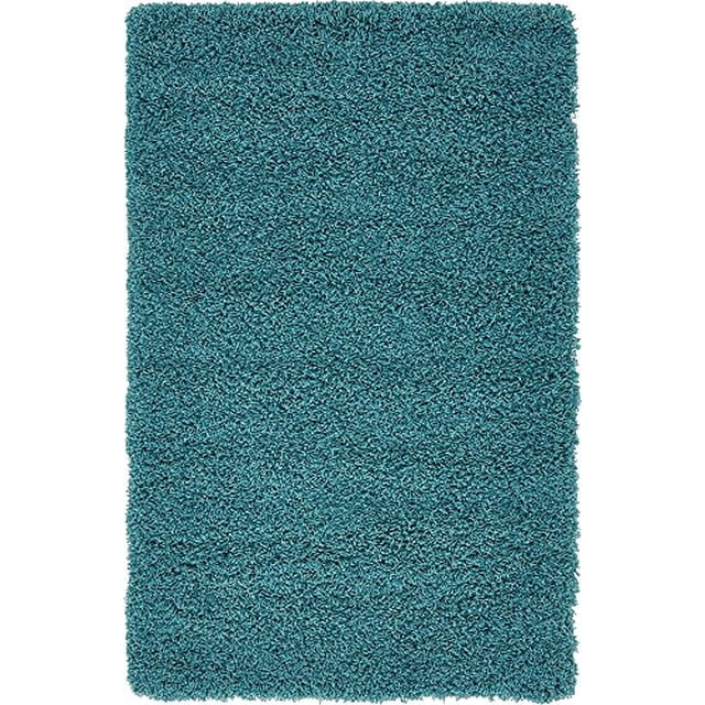 Área de recolección de pelusa sólida solar única de telar alfombra de peluche moderna Lush & Soft, 3 pies 3 x 5 pies 3, Aqua Blue Unique Loom Ver descripción