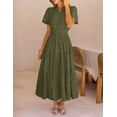 thumbnail image 3 of Merokeety Womens Summer Dresses Boho Floral Eyelet Lace Tiered Flowy Maxi Dress ArmyGreen s, 3 of 5
