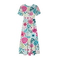 thumbnail image 3 of Fankiway Robe Longue à Fleurs Imprimées à Manches Courtes et Col Rond pour Femmes Robes d'Été Grande Taille en Solde, 3 of 5