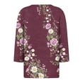 thumbnail image 4 of CYMMPU Floral Pattern 3/4 Sleeve Spring Tops V Neck Tunic Tops Fall Fashion Shirts Blouses for Women Dressy Casual Loose Fit Business Elegant Work Topss XXXL, 4 of 5