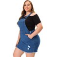 thumbnail image 3 of Plus Size Overall Dress for Women Chambray Jean Denim Suspender Dresses Denim Blue 2X, 3 of 6