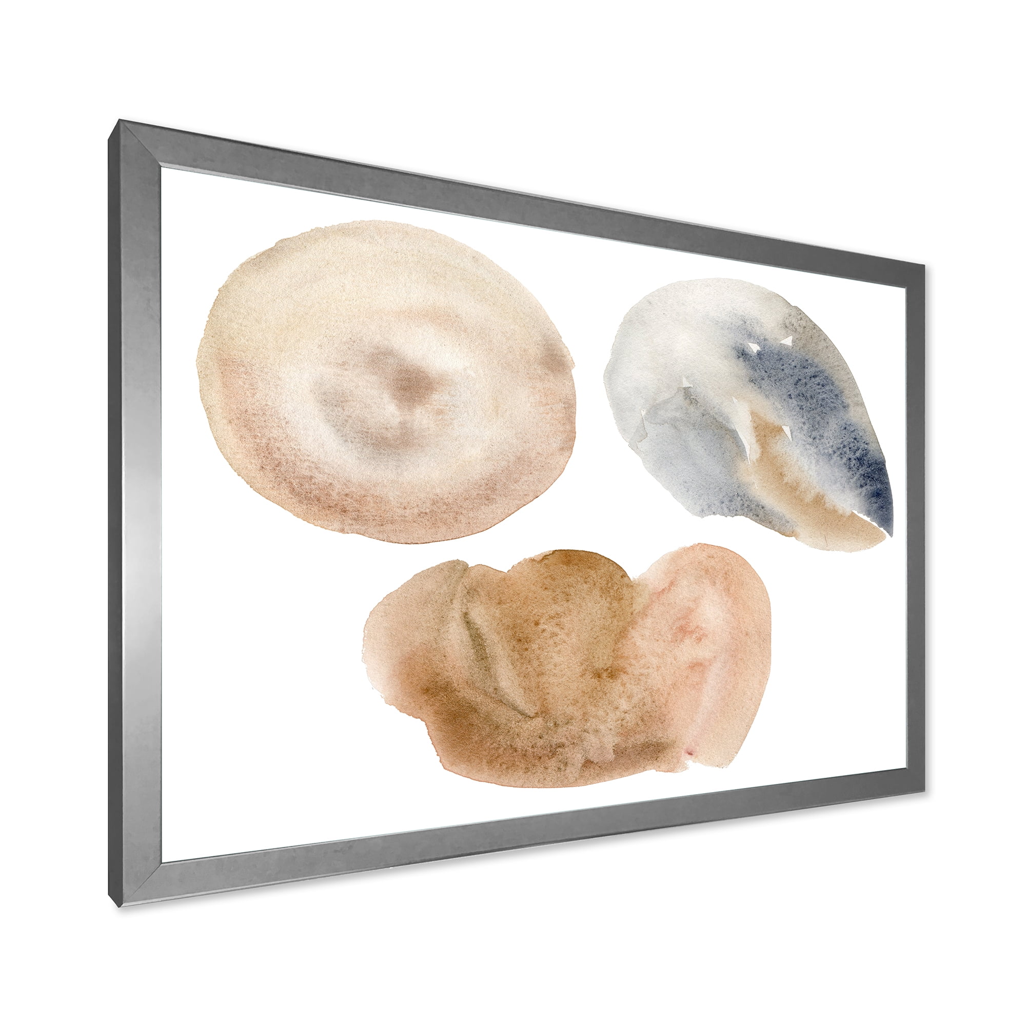 Designart 'Holiday Set With Abstract Beige and Blue Circle Spot' Modern Framed Art Print
